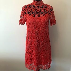 Coral knit cap sleeve dress